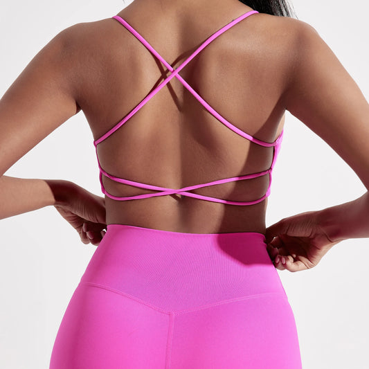 Cross Back High Support Sports Bra with Pads