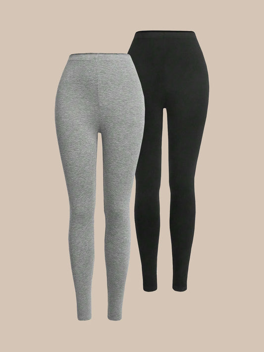 2 Piece High Waist Solid Yoga Leggings Set