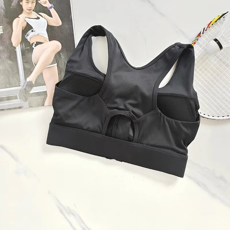 High Impact Front Zipper Sports Bra – Shockproof & Quick Dry