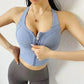 Front Zipper Push Up Sports Bra – Shockproof Gym Crop Top
