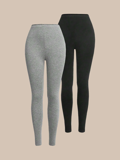 2 Piece High Waist Solid Yoga Leggings Set